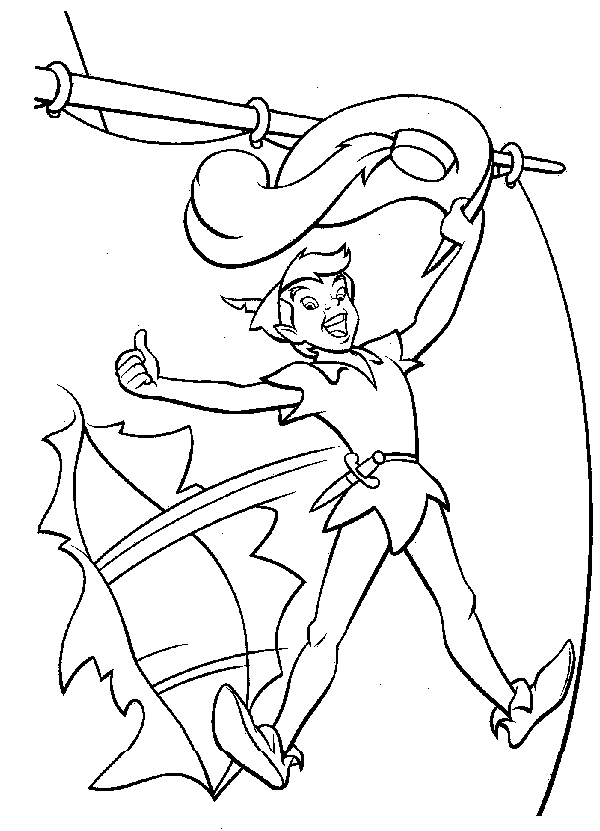coloriage peter pan traverse la voile